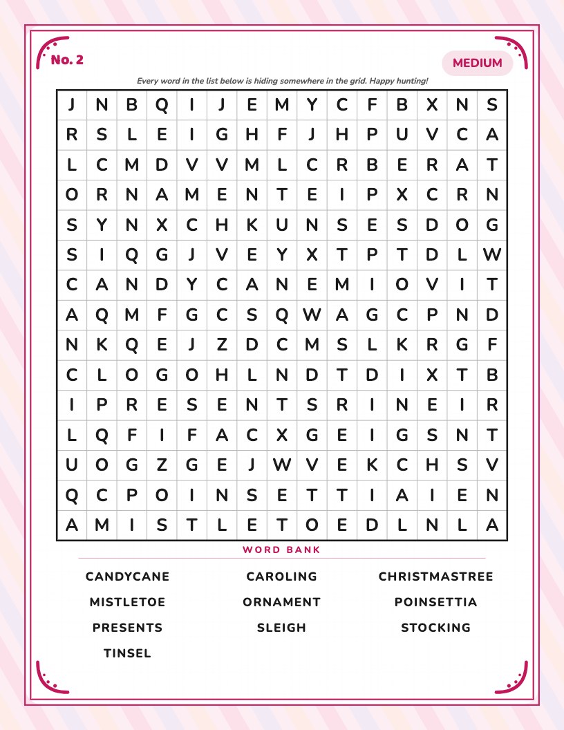Word search page with a simple double rule border