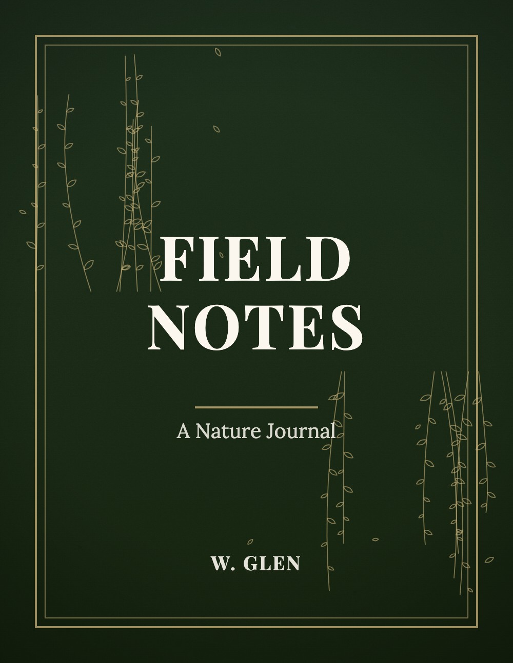 Generated nature sketchbook cover, sage green with botanical line art