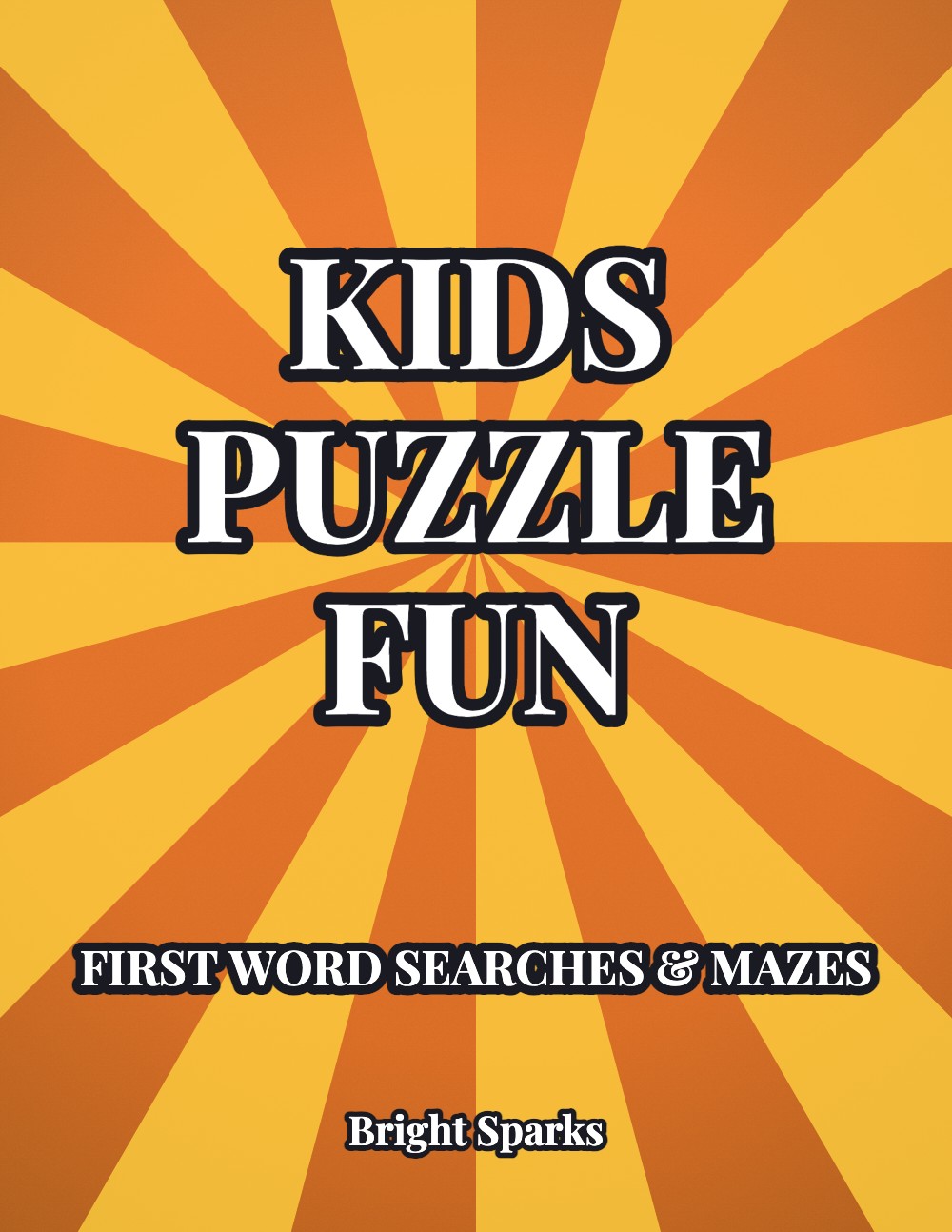 Generated kids puzzle book cover, yellow and blue sunburst pattern