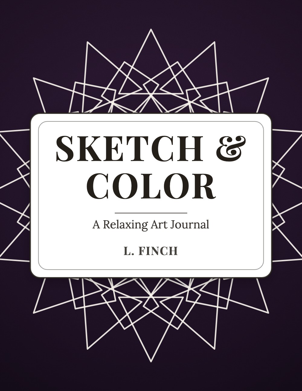 Generated sketch and color journal cover, plum with mandala line art