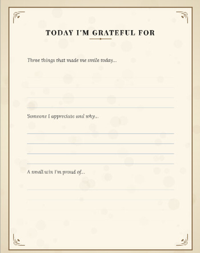 Real generated gratitude journal prompt interior page